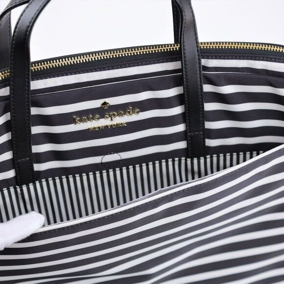 NEW Kate Spade Stripe Computer Laptop Commuter Bag Black White - Picture 10 of 13